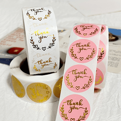 500pcs Natural Leather Paper Hot Stamping Thank You Stickers
