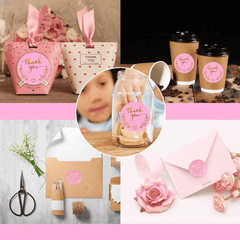 500pcs Natural Leather Paper Hot Stamping Thank You Stickers