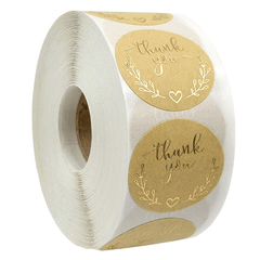 500pcs Natural Leather Paper Hot Stamping Thank You Stickers