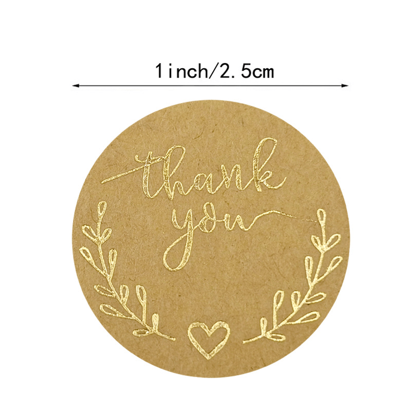 500pcs Natural Leather Paper Hot Stamping Thank You Stickers