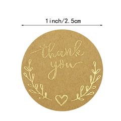 500pcs Natural Leather Paper Hot Stamping Thank You Stickers