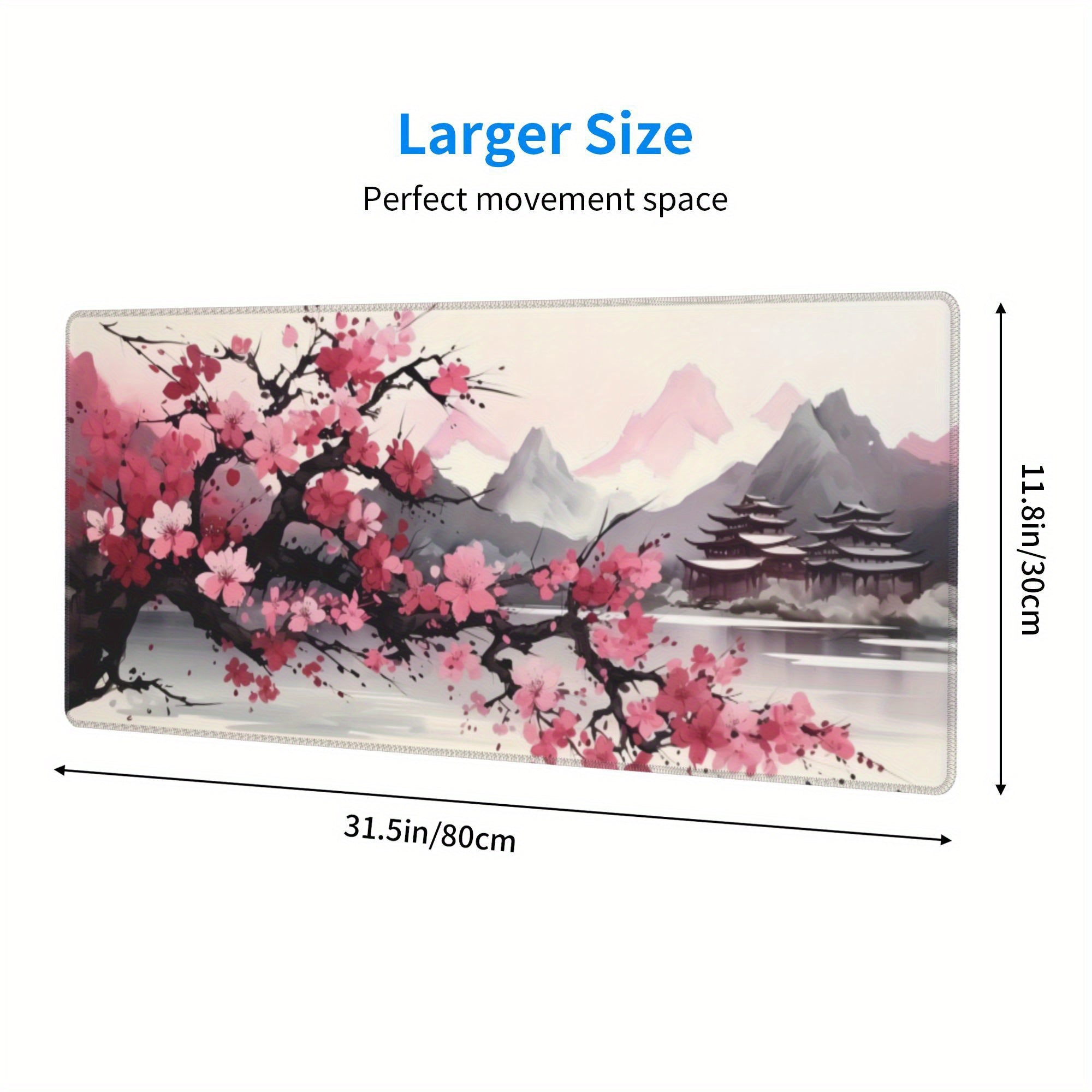 Cherry Blossom Ink Painting Large Mouse Pad For Desk