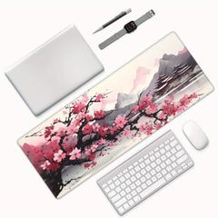 Cherry Blossom Ink Painting Large Mouse Pad For Desk