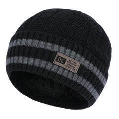 Men's Knitted Velvet Beanie Hat with Ear Protection