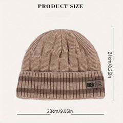 Men's Knitted Velvet Beanie Hat with Ear Protection