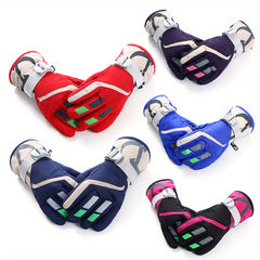 Youth Skiing Gloves, Windproof & Waterproof Winter Gloves for Outdoor Activities