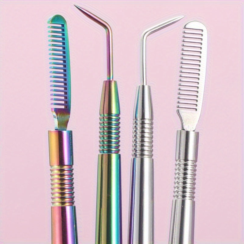 Stainless Steel Lash Lift Perm Tool with Comb - Eyelash Eyebrow Perming Tinting