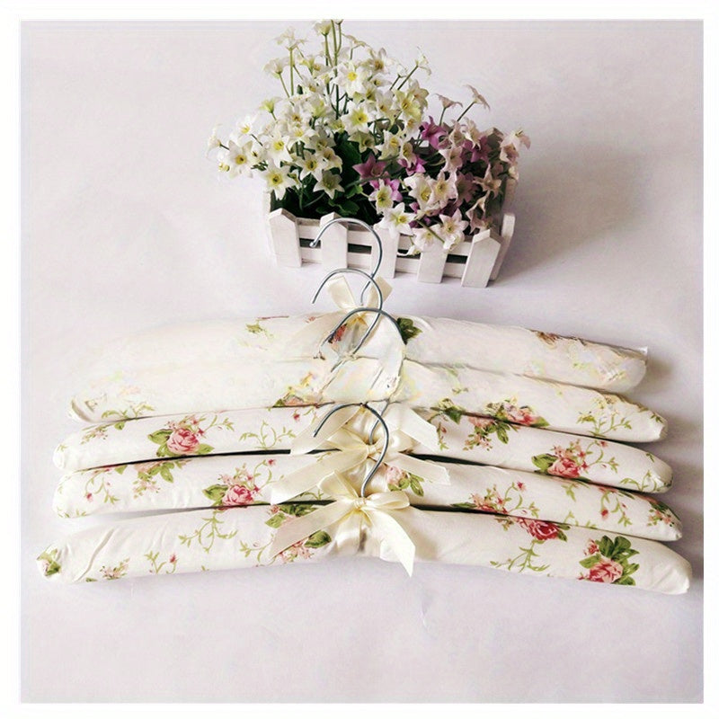5pcs Sponge Cloth Hanger Flower Bag Anti Slip Solid Wood Hanging Bow