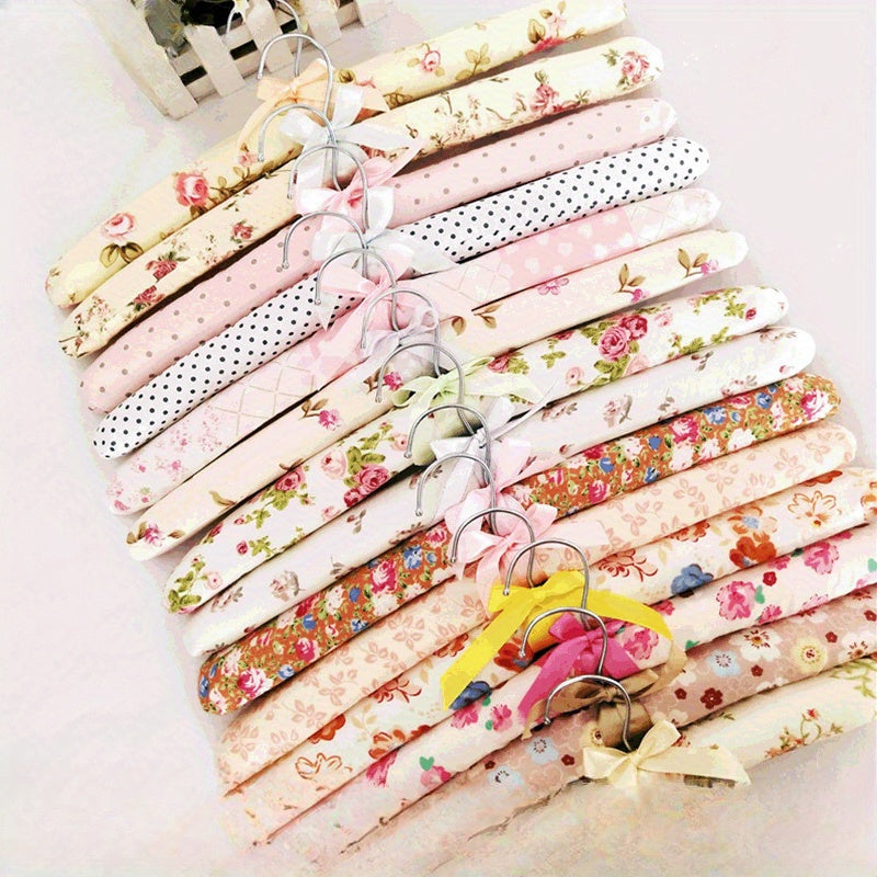 5pcs Sponge Cloth Hanger Flower Bag Anti Slip Solid Wood Hanging Bow