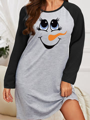 Christmas Nightdress Women's Plus Snowman Smiling Face