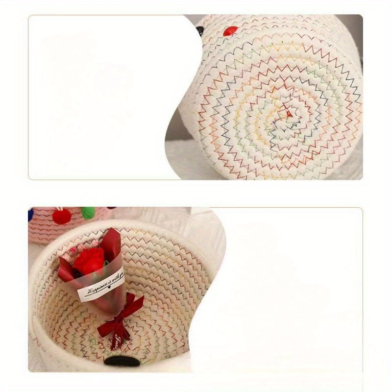 Woven Storage Basket Remote Control Holder Desk Organizer
