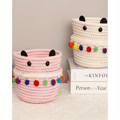 Woven Storage Basket Remote Control Holder Desk Organizer