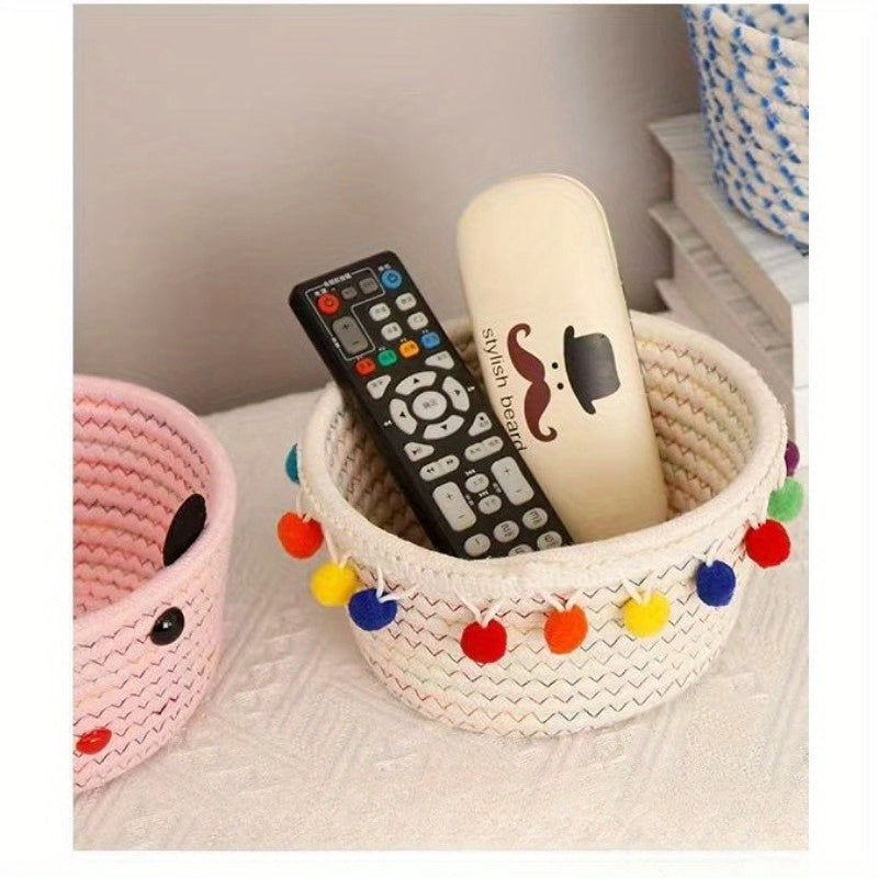 Woven Storage Basket Remote Control Holder Desk Organizer