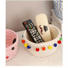 Woven Storage Basket Remote Control Holder Desk Organizer