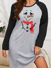 Snowman Graphic Long Sleeve Nightdress