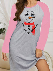 Snowman Graphic Long Sleeve Nightdress