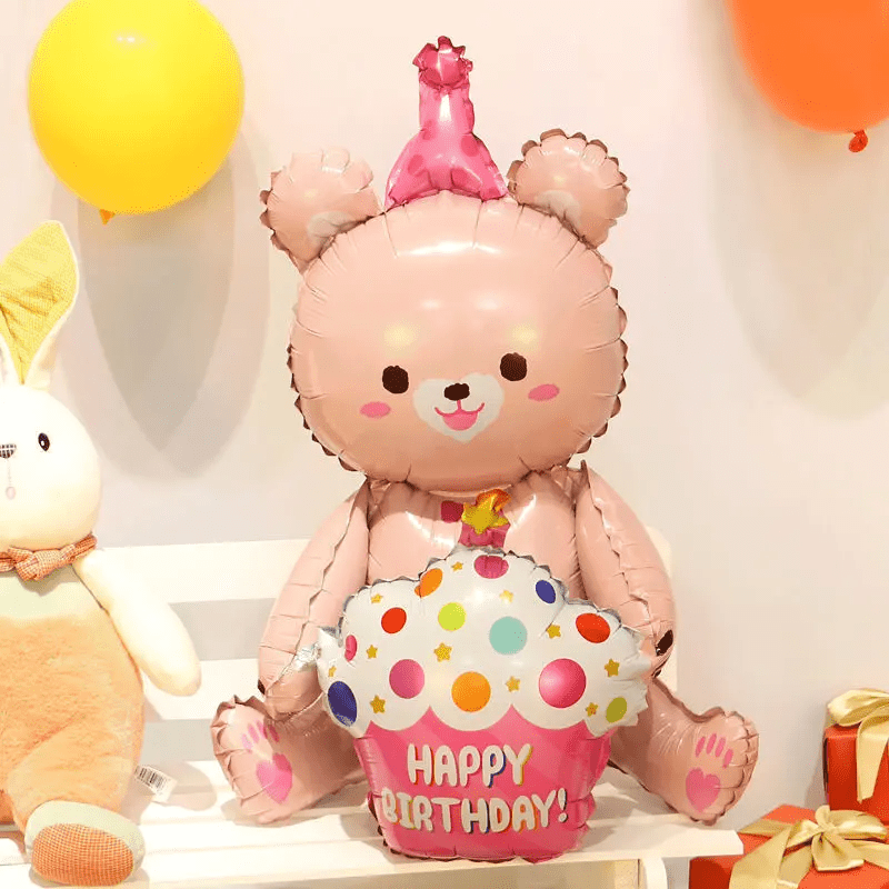 78cm Bear Cake Shape Aluminum Balloon Birthday Party Decoration