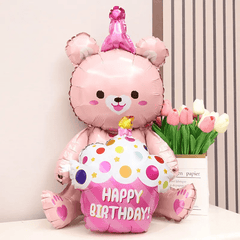 78cm Bear Cake Shape Aluminum Balloon Birthday Party Decoration