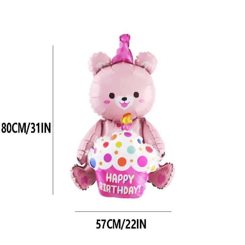 78cm Bear Cake Shape Aluminum Balloon Birthday Party Decoration