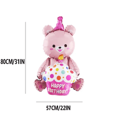 78cm Bear Cake Shape Aluminum Balloon Birthday Party Decoration