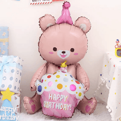 78cm Bear Cake Shape Aluminum Balloon Birthday Party Decoration
