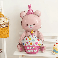 78cm Bear Cake Shape Aluminum Balloon Birthday Party Decoration