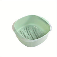 Double Layer Plastic Drain Basket Vegetable Washing Basin for Cooking