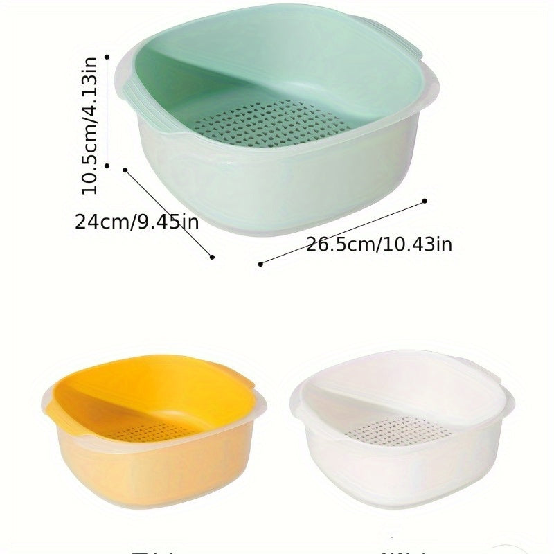 Double Layer Plastic Drain Basket Vegetable Washing Basin for Cooking