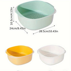 Double Layer Plastic Drain Basket Vegetable Washing Basin for Cooking
