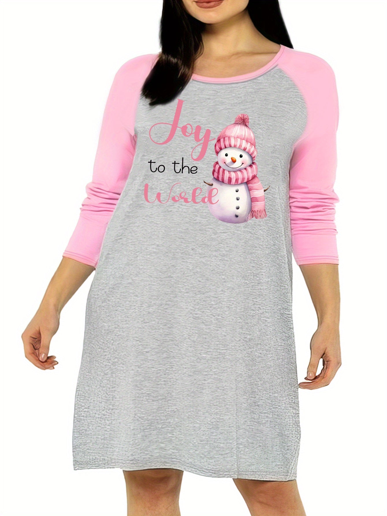 Christmas Snowman Graphic Long Nightdress