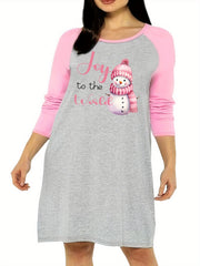 Christmas Snowman Graphic Long Nightdress