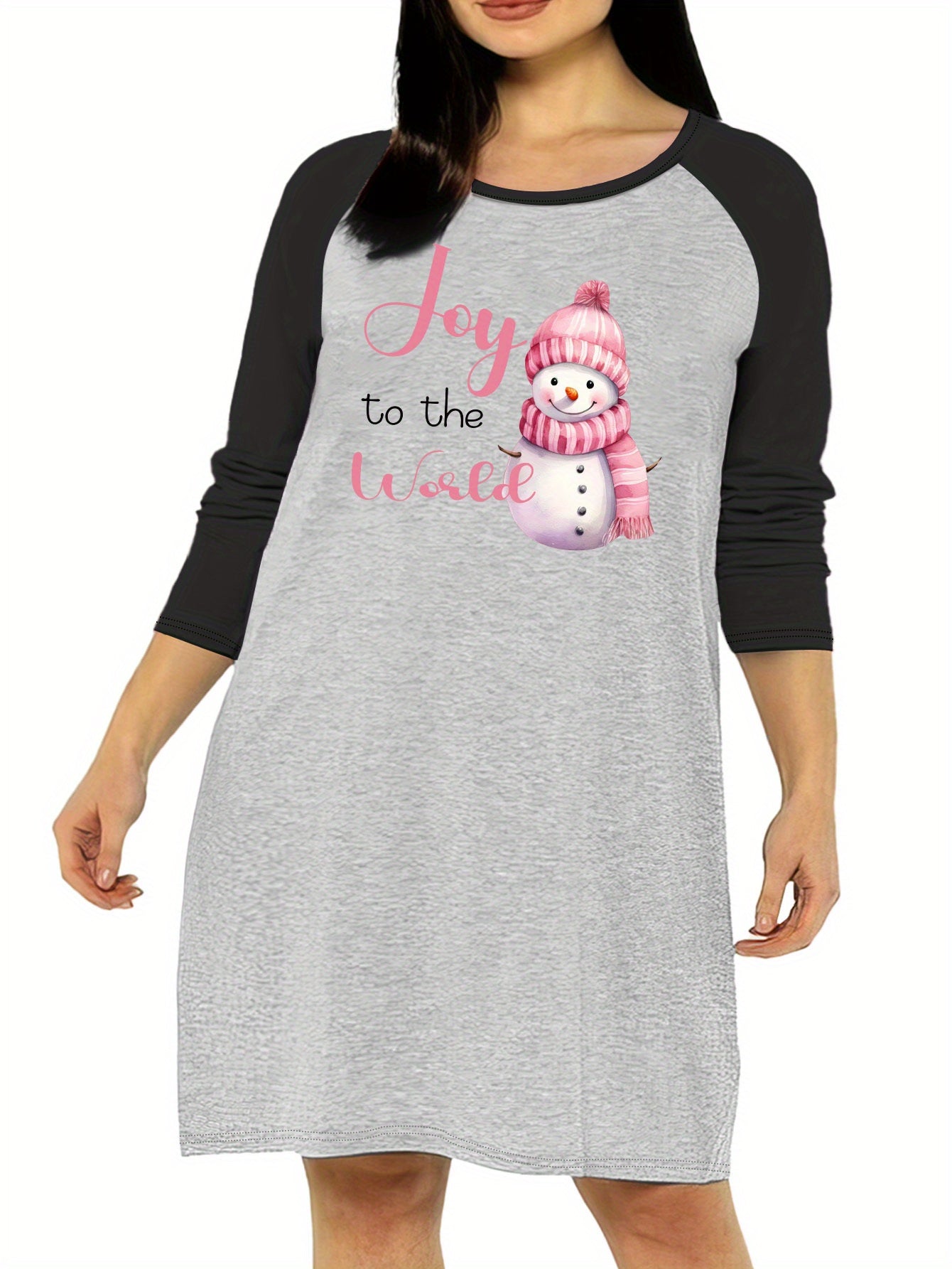 Christmas Snowman Graphic Long Nightdress