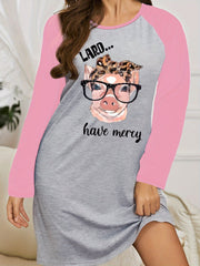 Pig & Letter Graphic Raglan Sleep Dress