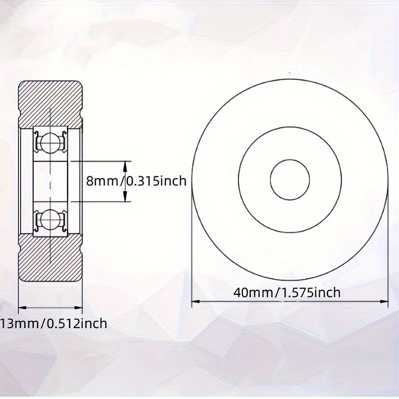 5pcs 608 Axis Contract Glue PU Polyurethane Silent Guide Wheel 8 40 13mm