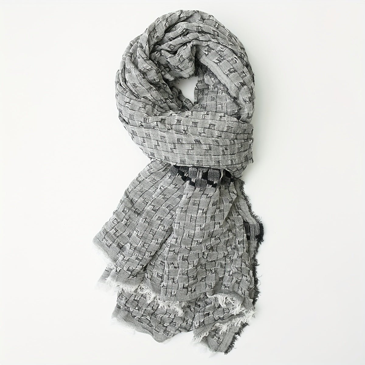 Men's Casual Woven Scarf Double layer Tassel Scarf For Autumn And Winter