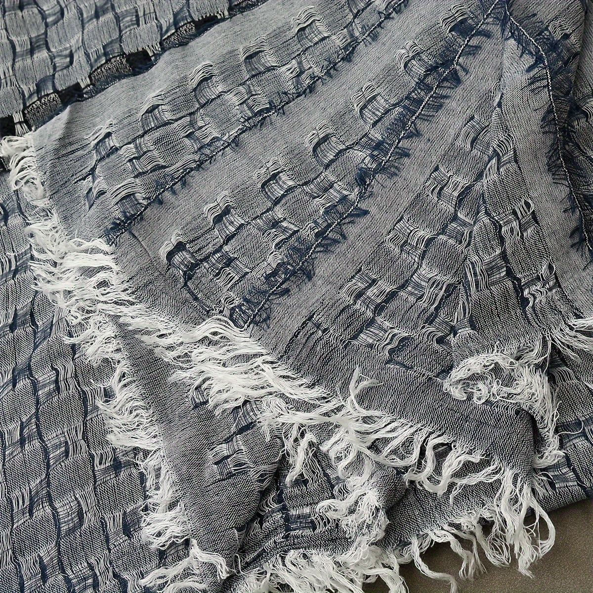 Men's Casual Woven Scarf Double layer Tassel Scarf For Autumn And Winter