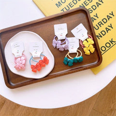 Colorful Flower Hair Ties Stretchy Hair Ring Hair Rope - Pack of 10