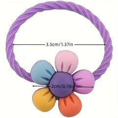 Colorful Flower Hair Ties Stretchy Hair Ring Hair Rope - Pack of 10