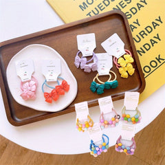 Colorful Flower Hair Ties Stretchy Hair Ring Hair Rope - Pack of 10
