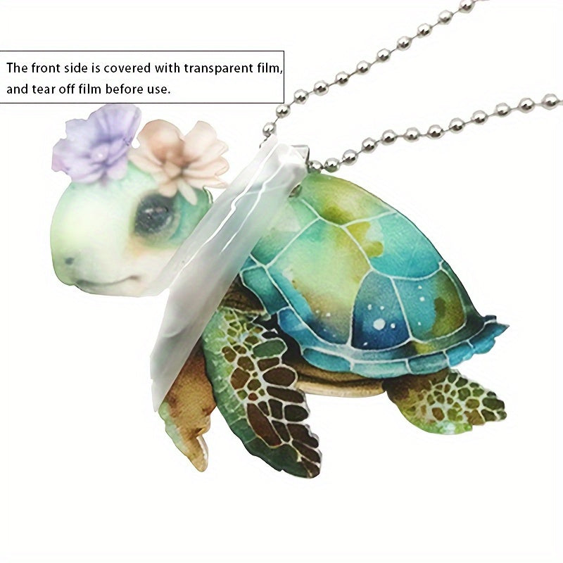 Acrylic Flower Turtle Pendant Keychain Bag Car Charm
