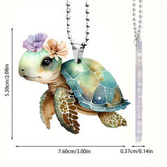 Acrylic Flower Turtle Pendant Keychain Bag Car Charm