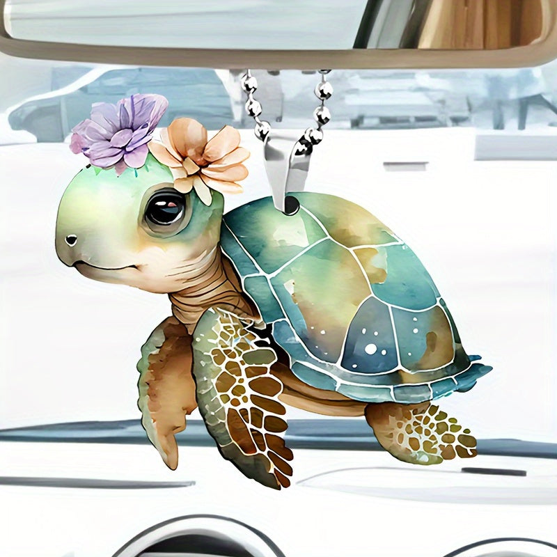 Acrylic Flower Turtle Pendant Keychain Bag Car Charm