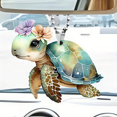 Acrylic Flower Turtle Pendant Keychain Bag Car Charm