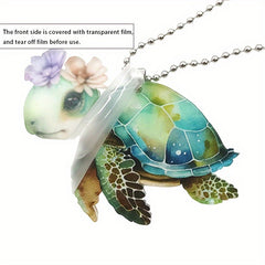 2D Acrylic Flower Turtle Decorative Pendant for Car & Bag
