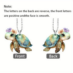 2D Acrylic Flower Turtle Decorative Pendant for Car & Bag