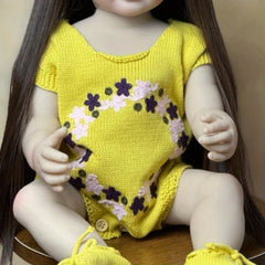 22" Realistic Reborn Doll Full Silicone Long Brown Hair Princess Christmas Gift