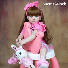 24in Reborn Doll Girl Soft Vinyl Baby Princess Toddler Bebe Lovely Kid