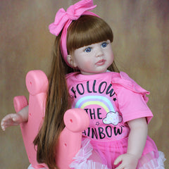 24in Reborn Doll Girl Soft Vinyl Baby Princess Toddler Bebe Lovely Kid