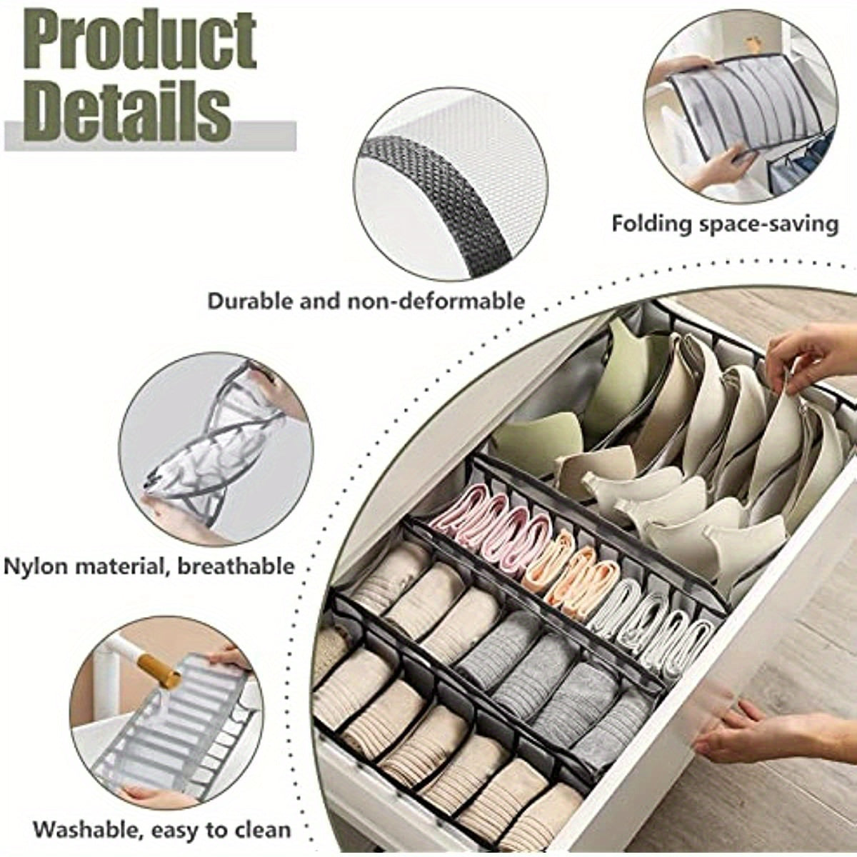 6 Grids Bra Drawer Organizers Underwear Closet Storage Boxes