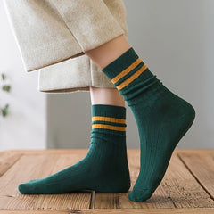 10 Pairs Striped Crew Socks for Sports and Business Wear